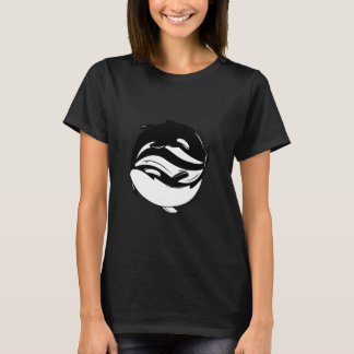 Yin Yang Orca Wal Scharlangeärmel T-Shirt