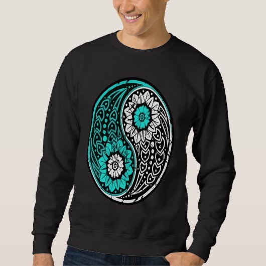 Yin Yang Ornate Namaste Yoga Peace Mindfulness Med Sweatshirt (Vorderseite)