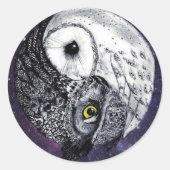 Yin Yang Owls Runder Aufkleber (Vorderseite)