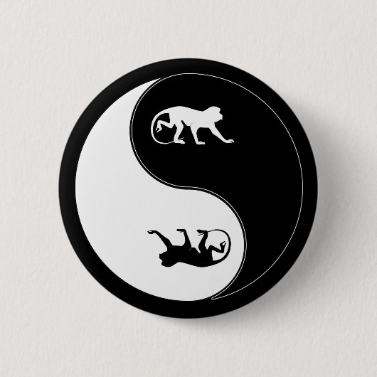 Yin Yang Pavian Button (Vorderseite)