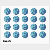 Yin Yang Paw Blau Klassischer Rund Sticker (Blatt)