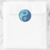 Yin Yang Paw Blau Klassischer Rund Sticker (Tasche)