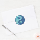 Yin Yang Paw Blau Klassischer Rund Sticker (Umschlag)