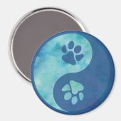 Yin Yang Paw Blue Magnet (Vorderseite/Rückseite)