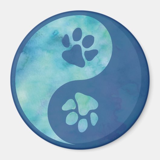 Yin Yang Paw Blue Magnet (Vorne)
