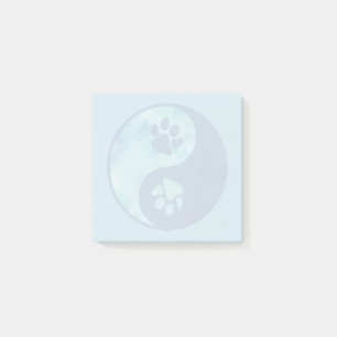 Yin Yang Paw Blue Post-it Klebezettel