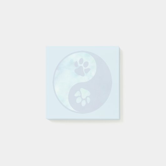 Yin Yang Paw Blue Post-it Klebezettel (Vorderseite)
