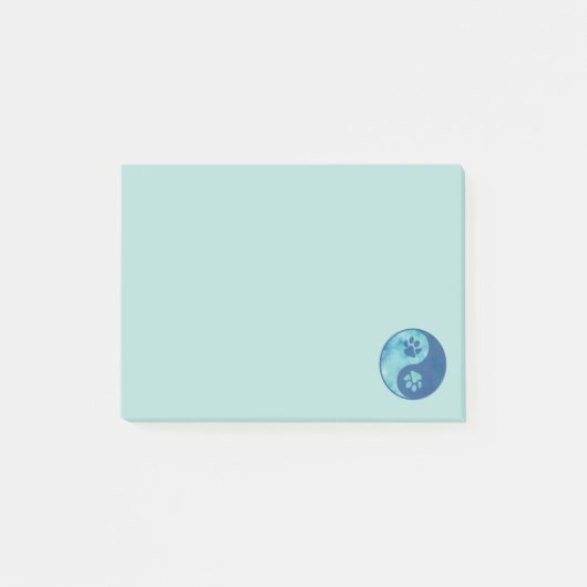 Yin Yang Paw Blue Post-it Klebezettel (Vorderseite)
