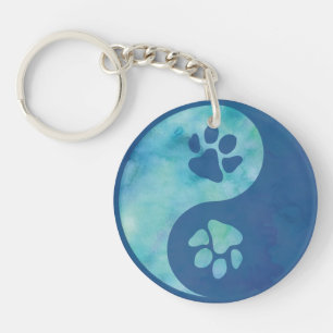 Yin Yang Paw Blue Schlüsselanhänger