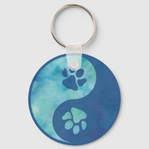 Yin Yang Paw Blue Schlüsselanhänger