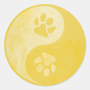 Yin Yang Paw Gold Runder Aufkleber