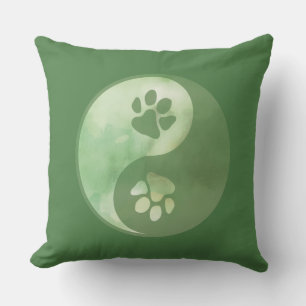 Yin Yang Paw Green Kissen
