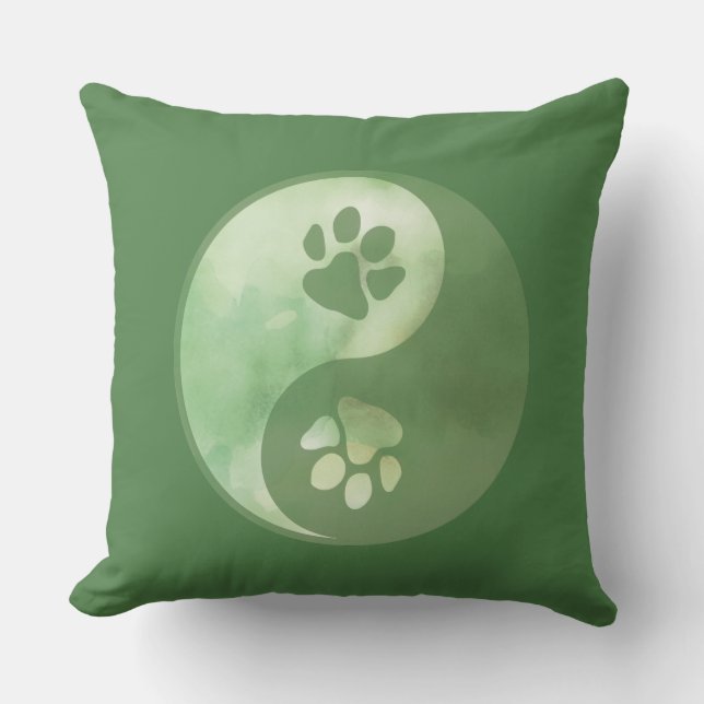 Yin Yang Paw Green Kissen (Vorderseite)