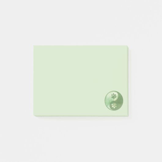 Yin Yang Paw Green Post-it Klebezettel (Vorderseite)
