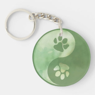 Yin Yang Paw Green Schlüsselanhänger