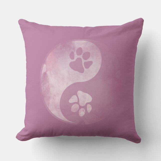 Yin Yang Paw Pink Kissen (Vorderseite)