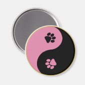 Yin Yang Paws Pink Magnet (Vorderseite/Rückseite)