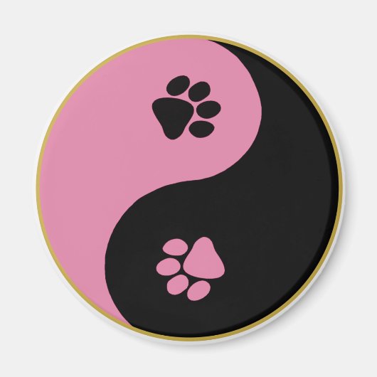 Yin Yang Paws Pink Magnet (Vorne)