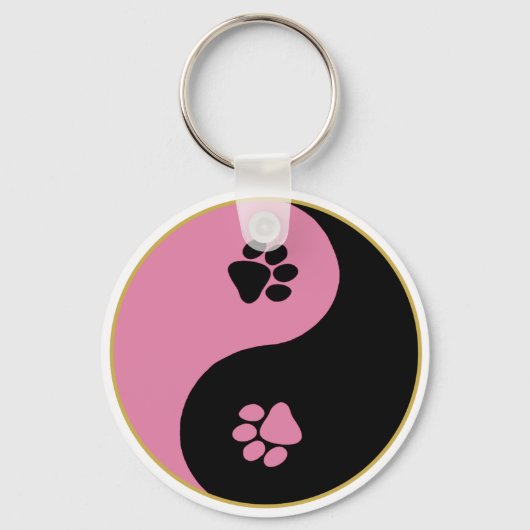 Yin Yang Paws Pink Schlüsselanhänger (Vorderseite)