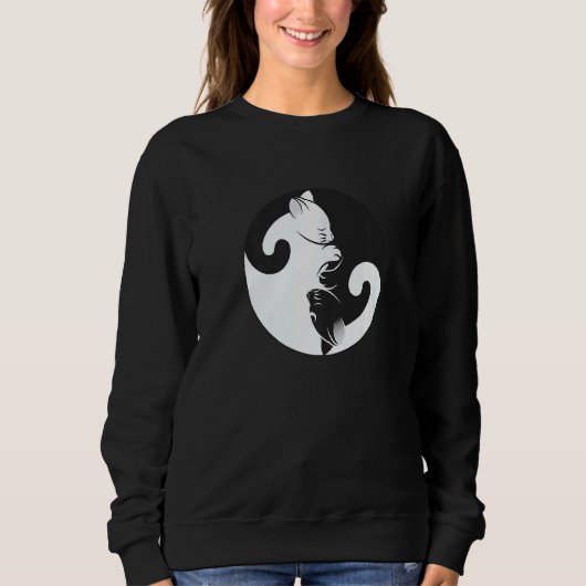 Yin Yang Peace Zen Cat Kitten Lover Interconnectio Sweatshirt (Vorderseite)