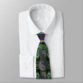 Yin Yang Peacockadelic Art Neck Tie Krawatte (Gebunden)