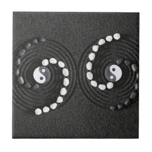 Yin Yang Pebble Spiral" Fliese
