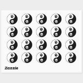 Yin Yang Pfote Klassischer Rund Sticker (Blatt)