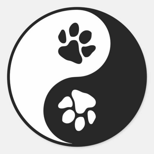Yin Yang Pfote Klassischer Rund Sticker (Vorderseite)