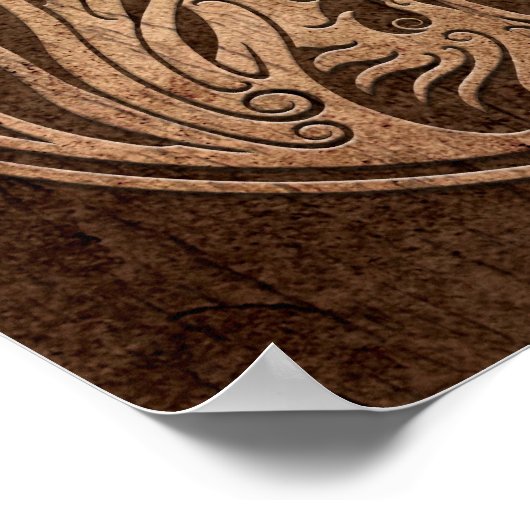 Yin Yang Phoenix mit Holzkörneffekt Poster (Ecke)