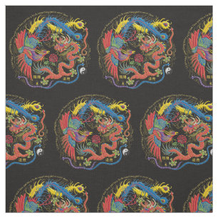Yin Yang Phoenix und Drache-Gewebe Stoff