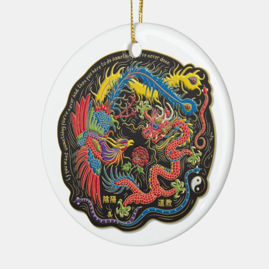 Yin Yang Phoenix und Drache-Weihnachtsverzierung Keramikornament (Links)