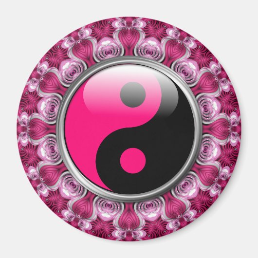 Yin Yang Pink Hearts Magnet (Vorne)