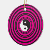 Yin Yang Pink-Schwarz-konzentrische Kreise Keramikornament (Links)