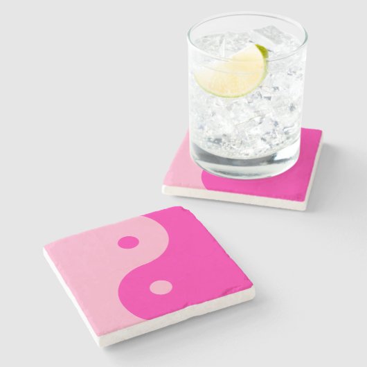 Yin Yang Pink Steinuntersetzer (Seitenansicht)