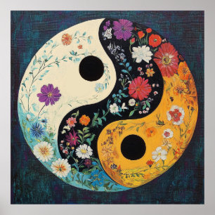 Yin Yang Poster Art - Ein buntes Yoga Poster