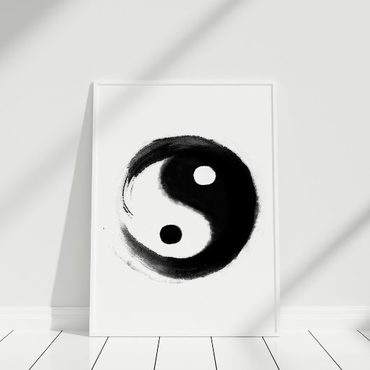 Yin Yang Poster handgemalt, schwarz und weiß
