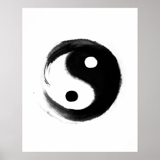 Yin Yang Poster handgemalt, schwarz und weiß (Vorne)