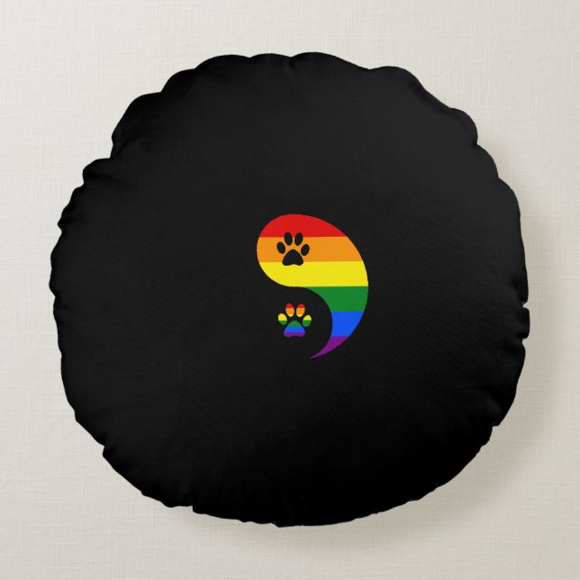 Yin-yang Pride Rundes Kissen (Vorderseite)
