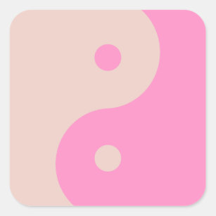 Yin Yang Print Peach and Pink Preppy Minimalismus Quadratischer Aufkleber