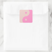 Yin Yang Print Peach and Pink Preppy Minimalismus Quadratischer Aufkleber (Tasche)