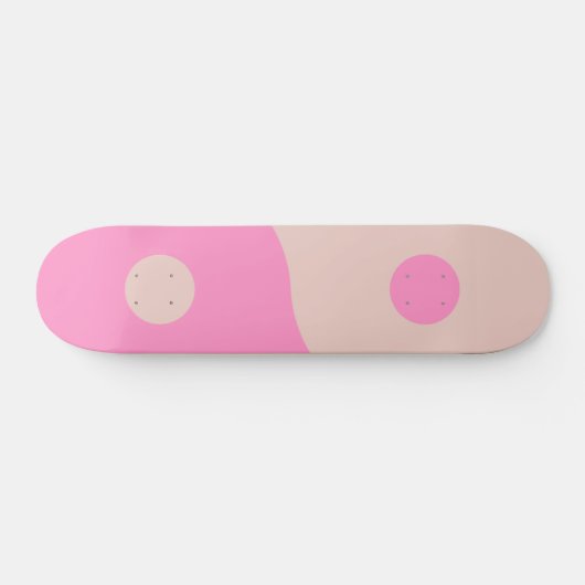 Yin Yang Print Peach and Pink Preppy Minimalismus Skateboard (Horizontal)