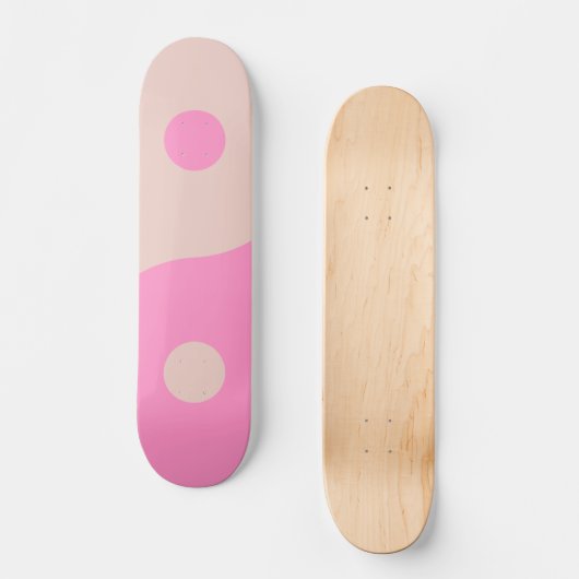 Yin Yang Print Peach and Pink Preppy Minimalismus Skateboard (Vorderseite)