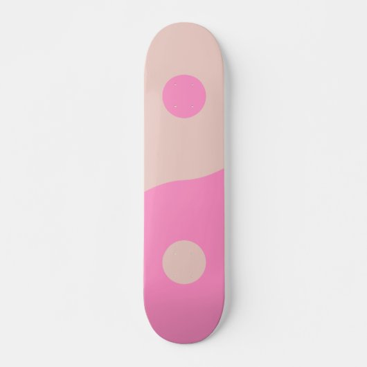 Yin Yang Print Peach and Pink Preppy Minimalismus Skateboard (Vorne)