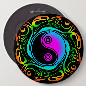 Yin Yang Psychedelic Rainbow Tattoo Button (Vorne & Hinten)