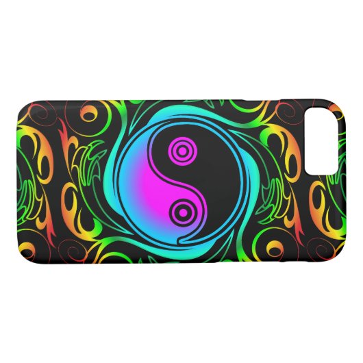 Yin Yang Psychedelic Rainbow Tattoo Case-Mate iPhone Hülle (Rückseite (Horizontal))