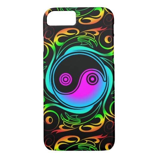 Yin Yang Psychedelic Rainbow Tattoo Case-Mate iPhone Hülle (Rückseite)
