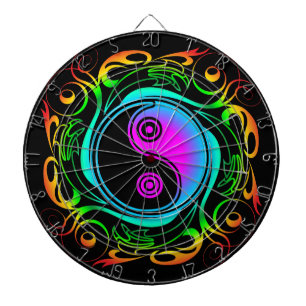 Yin Yang Psychedelic Rainbow Tattoo Dartscheibe