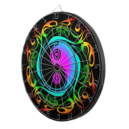 Yin Yang Psychedelic Rainbow Tattoo Dartscheibe (Vorderseite rechts)