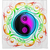 Yin Yang Psychedelic Rainbow Tattoo Duschvorhang (Vorderseite)