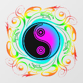 Yin Yang Psychedelic Rainbow Tattoo Fensteraufkleber (Blatt)